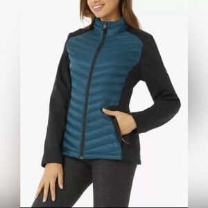 32 DEGREES HEAT Mixed Media Down Puffer Coat Lightweight Jacket, Teal, Black, M